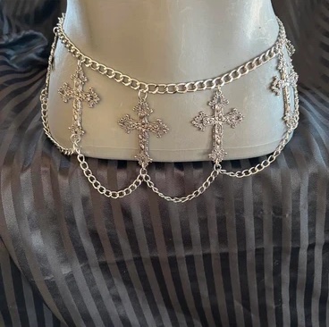 Silver 7 cross gothic belt 44”